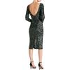 image:imageDress The Population Womens Emery Long Sleeve Stretch Sequin Midi Sheath Ddr147EmeraldBlack