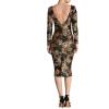 image:imageDress The Population Womens Emery Long Sleeve Stretch Sequin Midi Sheath Ddr147Matte BlackGold