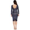 image:imageDress The Population Womens Emery Long Sleeve Stretch Sequin Midi Sheath Ddr147Navy