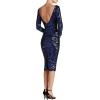 image:imageDress The Population Womens Emery Long Sleeve Stretch Sequin Midi Sheath Ddr147Royal PurpleBlack