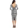 image:imageDress The Population Womens Emery Long Sleeve Stretch Sequin Midi Sheath Ddr147SilverBlack