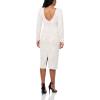 image:imageDress The Population Womens Emery Long Sleeve Stretch Sequin Midi Sheath Ddr147White