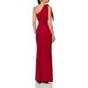 image:imageDress The Population Womens Georgina One Shoulder Bow Detail Trumpet Gown Long DressGarnet