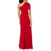image:imageDress The Population Womens Georgina One Shoulder Bow Detail Trumpet Gown Long DressGarnet