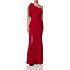 image:imageDress The Population Womens Georgina One Shoulder Bow Detail Trumpet Gown Long DressGarnet