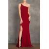 image:imageDress the Population Womens Amy Asymmetrical Neckline Sleeveless High Slit Maxi DressGarnet