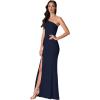 image:imageDress the Population Womens Amy Asymmetrical Neckline Sleeveless High Slit Maxi DressMidnight Blue