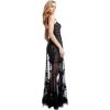 image:imageDress the Population Womens Anabel 3D Floral Embroidery Maxi Fit and Flare Sweetheart Neck Dress BlackNude Small