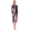 image:imageDress the Population Womens Emery Long Sleeve Stretch Sequin Midi Sheath Special Occasion Deep Purple XXLarge US