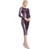 image:imageDress the Population Womens Emery Long Sleeve Stretch Sequin Midi Sheath Special Occasion Deep Purple XXLarge US