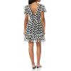 image:imageDress the Population Womens Lillianna Short Puff Sleeve Round Neck Illusion Bodice Fit and Flare Mini DressBlackwhite