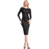 image:imageDress The Population Womens Emery Long Sleeve Stretch Sequin Midi Sheath Ddr147Black