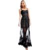 image:imageDress the Population Womens Anabel 3D Floral Embroidery Maxi Fit and Flare Sweetheart Neck Dress BlackNude Small