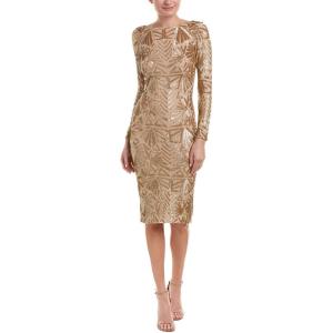 image:imageDress The Population Womens Emery Long Sleeve Stretch Sequin Midi Sheath Ddr147Brush Gold