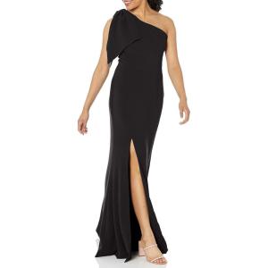 image:imageDress The Population Womens Georgina One Shoulder Bow Detail Trumpet Gown Long DressBlack