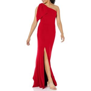image:imageDress The Population Womens Georgina One Shoulder Bow Detail Trumpet Gown Long DressGarnet