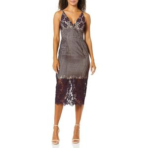 image:imageDress the Population Womens Aurora Plunging Spaghetti Strap Midi DressPlum