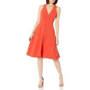 image:imageDress the Population Womens Catalina Solid Sleeveless Fit amp Flare Midi DressPoppy