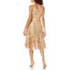 image:imageDress The Population Womens Blair Plunging Fit and Flare Midi DressGoldNude