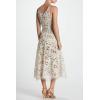 image:imageDress The Population Womens Blair Plunging Fit and Flare Midi DressWhiteNude