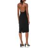 image:imageDress The Population Womens Vanessa Deep Plunge Neckline Halter Bodycon Midi DressBlack