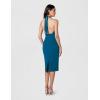 image:imageDress The Population Womens Vanessa Deep Plunge Neckline Halter Bodycon Midi DressPeacock Blue