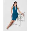 image:imageDress The Population Womens Vanessa Deep Plunge Neckline Halter Bodycon Midi DressPeacock Blue
