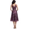 image:imageDress the Population Womens Elisa Floral Sequin Florals with Metallic Vines Midi Fit and Flare VNeck DressDeep Plum Multi