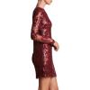 image:imageDress the Population Womens Grace Long Sleeve Sequin Lace Mini DressBerry