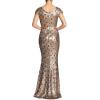 image:imageDress the Population Womens LINA Cap Sleeve Plunging Sequin Mermaid Gown Dress