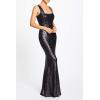 image:imageDress the Population Womens Raven Sleeveless Stretch Sequin Trumpet Long Gown Dress Dress Matte Black XS