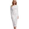 image:imageDress the Population Womens Sophia Evening Primerose Stretch Lace Midi Bodycon Boat Neck Dress WhiteNude XSmall
