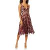 image:imageDress The Population Womens Claudia Plunging Long Sleeve Sequin Lace MiniBerryNude