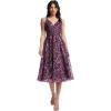 image:imageDress the Population Womens Elisa Floral Sequin Florals with Metallic Vines Midi Fit and Flare VNeck DressDeep Plum Multi