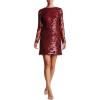 image:imageDress the Population Womens Grace Long Sleeve Sequin Lace Mini DressBerry