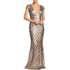 image:imageDress the Population Womens LINA Cap Sleeve Plunging Sequin Mermaid Gown Dress