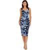 image:imageDress the Population Womens Nicole Blue Butterfly Bloom Embroidery Midi Bodycon Sweetheart Neck Dress Cobalt Multi Large