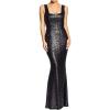 image:imageDress the Population Womens Raven Sleeveless Stretch Sequin Trumpet Long Gown Dress Dress Matte Black XS