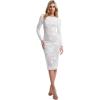 image:imageDress the Population Womens Sophia Evening Primerose Stretch Lace Midi Bodycon Boat Neck Dress WhiteNude XSmall