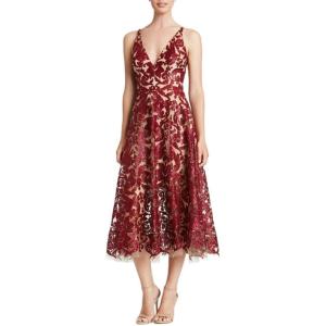 image:imageDress The Population Womens Blair Plunging Fit and Flare Midi DressBerry Nude