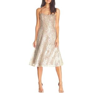 image:imageDress the Population Womens Antonia Sequin Lace Fit amp Flare Midi DressOffwhite