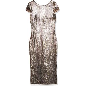 image:imageDress the Population Womens Marcella Cap Sleeve Scoop Back Sequin Midi DressRose Gold