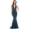 image:imageDress The Population Womens Camden Sleeveless Halter Plunging Long Stretch GownPine