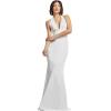 image:imageDress The Population Womens Camden Sleeveless Halter Plunging Long Stretch GownWhite