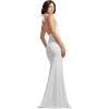 image:imageDress The Population Womens Camden Sleeveless Halter Plunging Long Stretch GownWhite