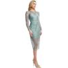 image:imageDress the Population Womens Sophia Diamond Waterfall Beaded Sequin Midi Bodycon Boat Neck Dress Sage Multi Medium