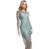 image:imageDress the Population Womens Sophia Diamond Waterfall Beaded Sequin Midi Bodycon Boat Neck Dress Sage Multi Medium