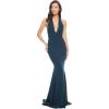 image:imageDress The Population Womens Camden Sleeveless Halter Plunging Long Stretch GownPine