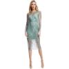 image:imageDress the Population Womens Sophia Diamond Waterfall Beaded Sequin Midi Bodycon Boat Neck Dress Sage Multi Medium