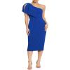 image:imageDress The Population Womens Tiffany One Shoulder Bow Detail Midi Sheath DressElectric Blue